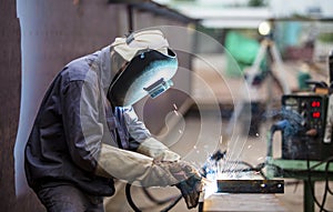 Worker with protective mask