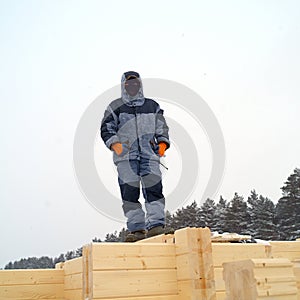 Worker in protective mask