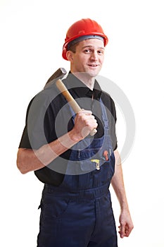 Worker in red hard hat