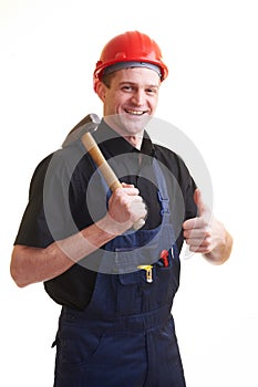 Worker in red hard hat