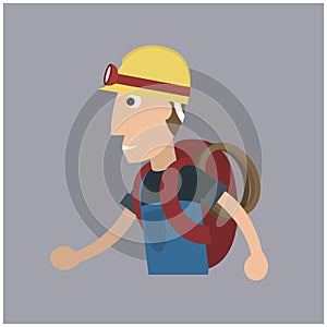 worker with rescue bag. Vector illustration decorative design
