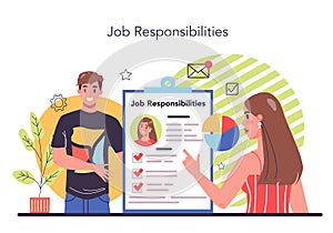 Worker responsibilities concept. Personnel management and empolyee