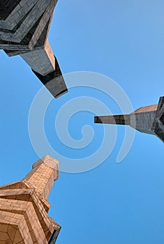 Worker`s party foundation monument in Pyongyang, North Korea.