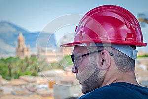 Worker with safety helmet in Palermo