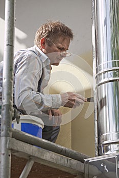 Worker on scaffold