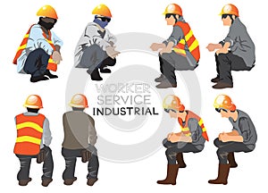Worker service industrial constuction cartoon vector character a