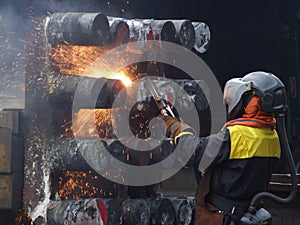 Worker on a shipyard