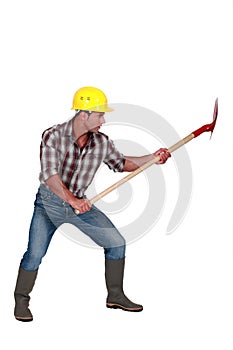 Worker with a shovel