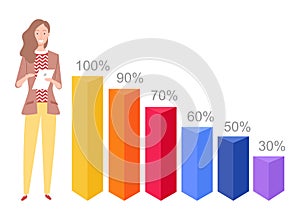 Worker showing Colorful Infochart, Woman Vector