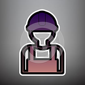 Worker sign. Vector. Violet gradient icon with black and white l