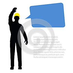 Worker silhouette with yellow protective headgear