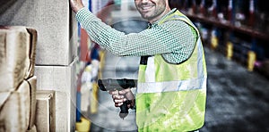 Worker is smiling and posing during work