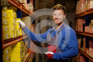 Worker in a spare parts warehouse