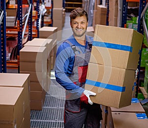 Worker in a spare parts warehouse