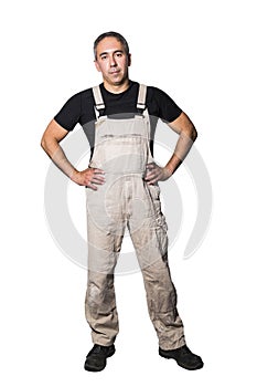 Worker specialist plumber, engineer or constructor on white background