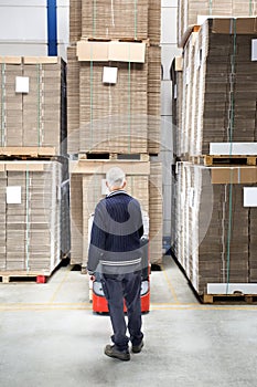 Worker Standing In Front Of Stockpiles