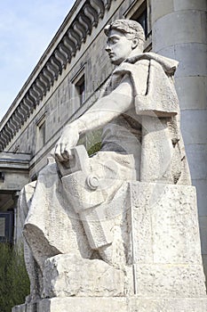 The Worker Statue, Palace of Culture & Science in Warsaw, Poland