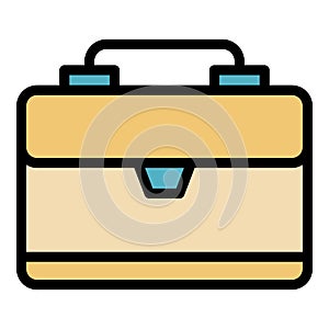 Worker suitcase icon color outline vector