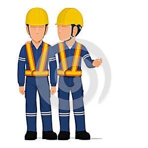 A worker is talking to his friend