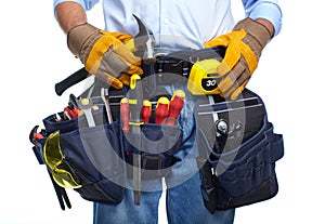 Worker with a tool belt.