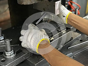 Worker use press machine
