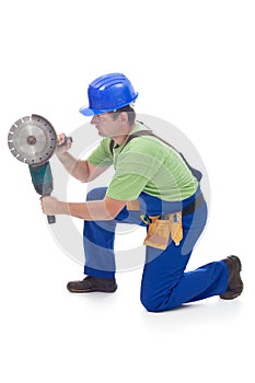 Worker using power tool