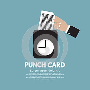 Worker Using Punch Card For Time Check photo