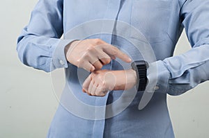 Worker watching the clock.