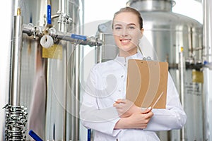 Worker at a water factory