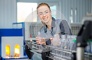 Worker at a water factory photo