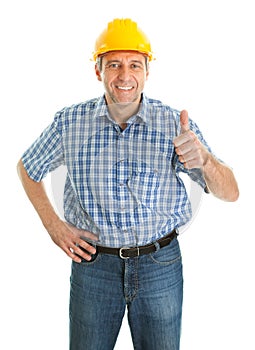 Worker wearing hard hat