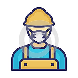 Worker Wearing mask Vector Icon which can easily modify or edit photo