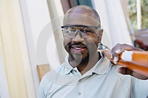 Worker Wearing Protective Eyewear