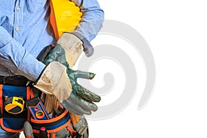 Worker wearing safety equipment