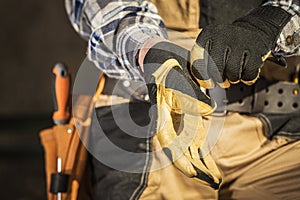 Worker Wearing Safety Gloves photo