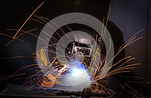 Worker welding