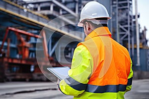 worker at work on a construction site, security officer, generative ai, concept image Occupational safety and health