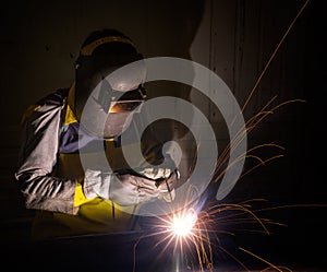 Worker work hard with welding process