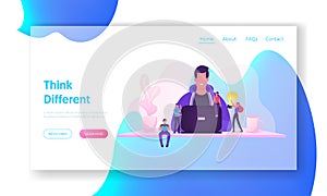 IT Worker at Workplace Website Landing Page. Programmer Coder Developer or Software Engineer Sitting at Desk