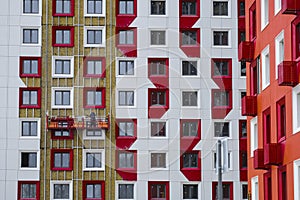 Worker works at a construction site of a dwelling house