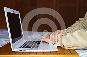 Worker with wrist pain. Ergonomics at work and in the office photo