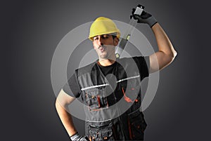 Worker with yellow helmet