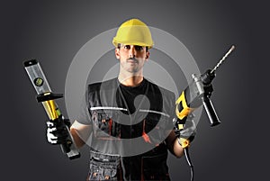 Worker with yellow helmet