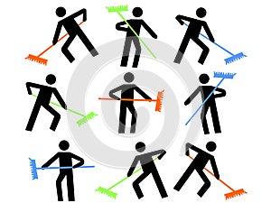 Workers with brooms