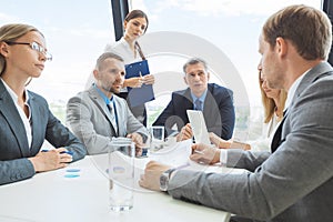 Workers in business meeting
