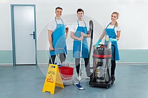 Workers With Cleaning Equipments