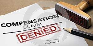 Workers compensation claim. Comp denied concept