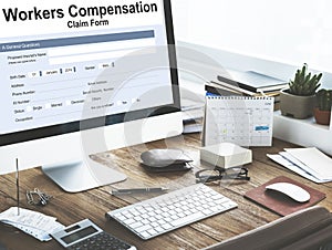 Workers Compensation Claim Form Insurance Concept photo