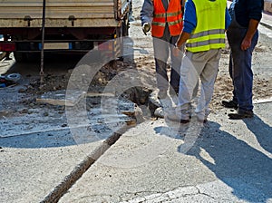 Workers during the construction of the broadband network