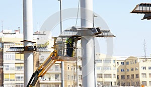 Workers on a construction platform